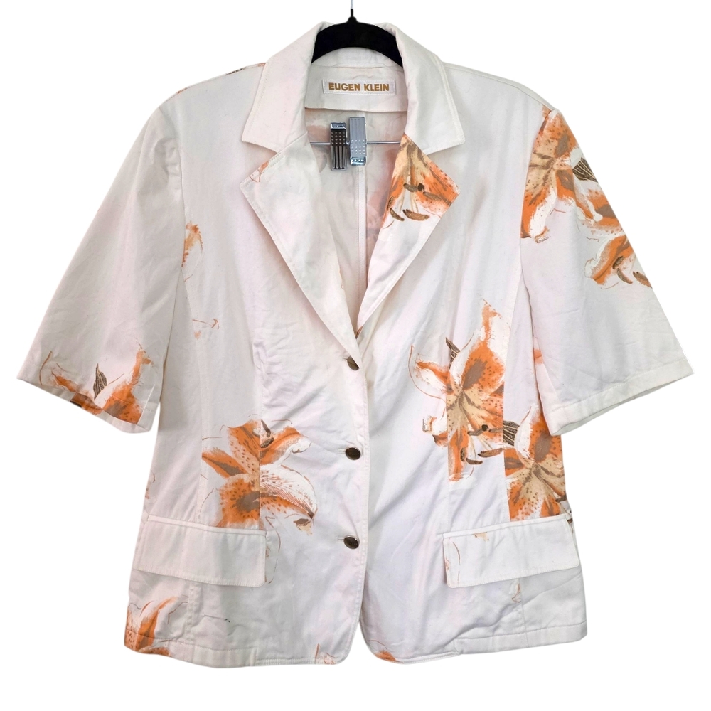 Eugen Klein Tiger Lily Floral Short Sleeve Blazer US‎ 10 Medium
